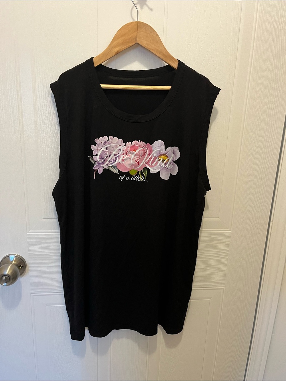 Black Floral Graphic Tee - "Be Kind" Script